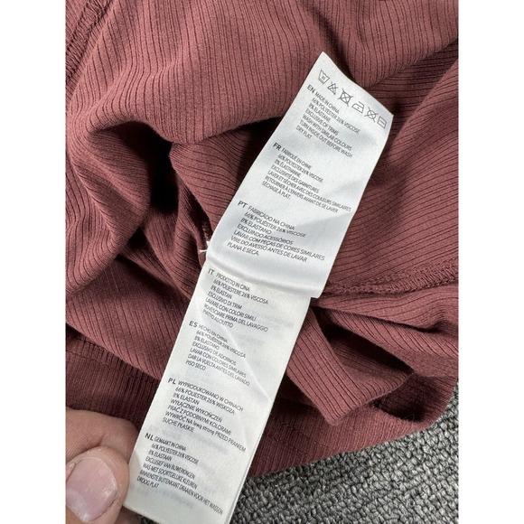 Varley Shirt Womens Medium Astrid Fitted Long‎ Sleeve Variegated Rib Tee - Picture 6 of 9